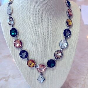 Multicolor Gemstone Necklace: emerald, topaz, smoky quartz, clear